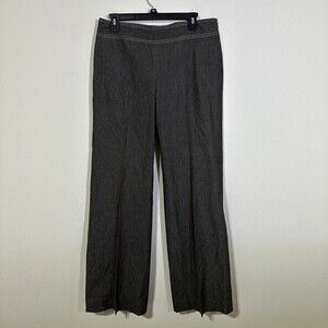 Vesti Chambray Dress Pants Size 8 Brown Side Zip Top Stitching Wide Leg Y2K